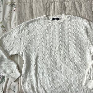 Brandy Melville White Brianna Cable Knit Cotton Sweater